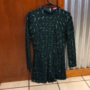 Green sequin romper